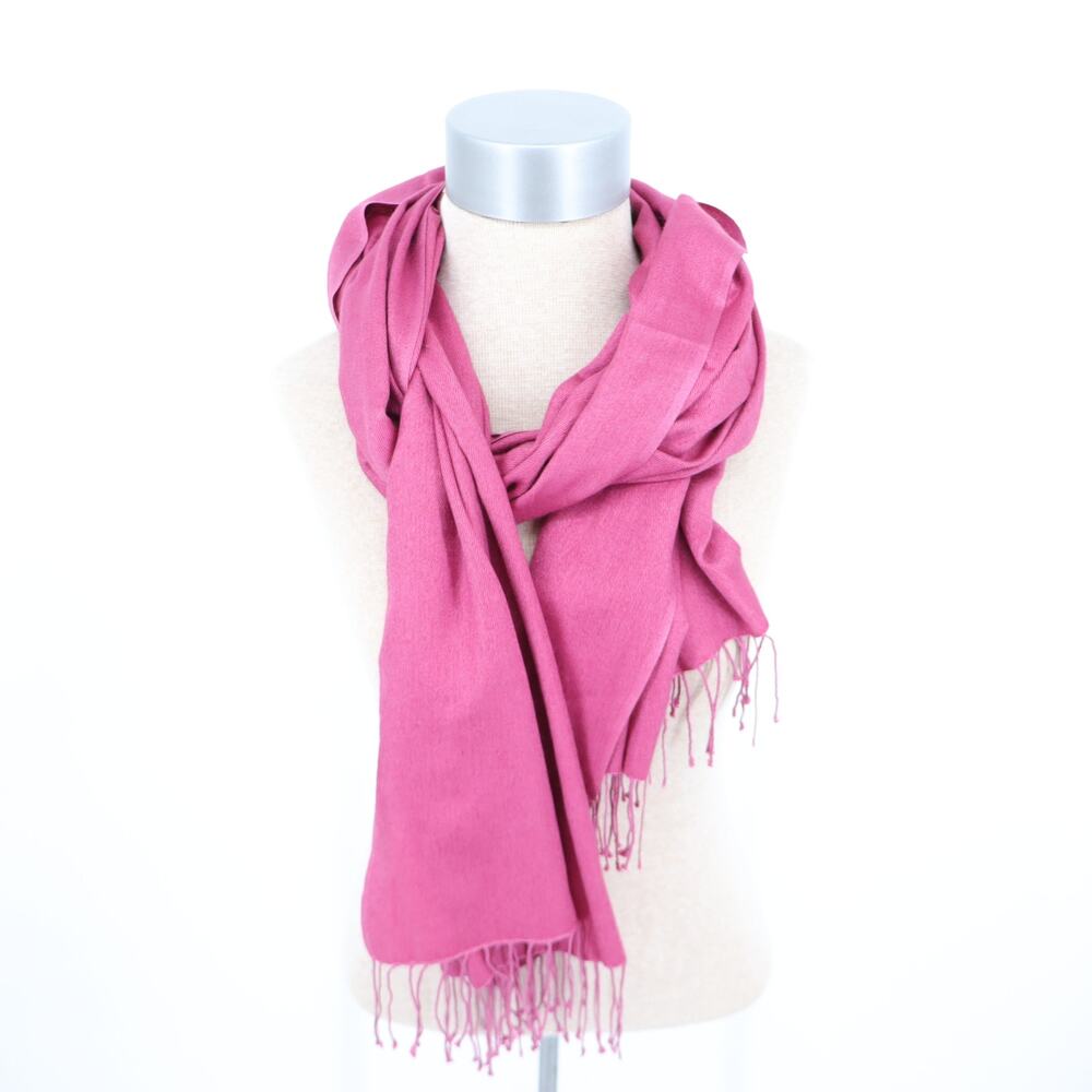 Banana Republic Silk Cashmere Fringe Scarf Raspberry Pink Unisex